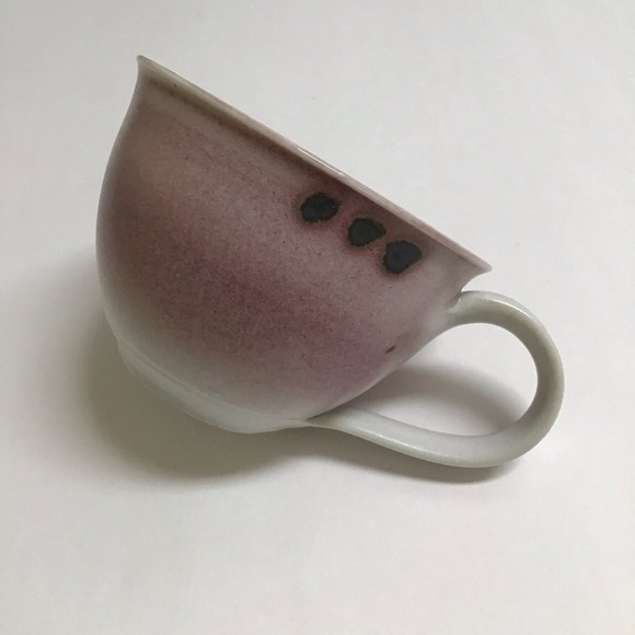 Studio Pottery Coffee Cup SIGNED Pink Green Blue 4β Handmade Handle Mod Teacup - Picture 10 of 15